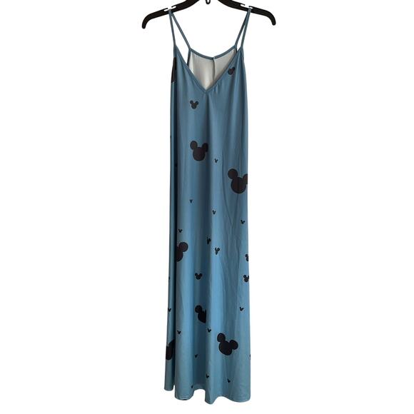 Mickey Mouse Themed Graphic Maxi Dress Size S Sweetheart Neck Thin Straps Disney - Picture 1 of 7